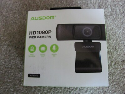 AUSDOM AF640 Full HD 1080P Webcam w/Video Recording, Privacy Cover,  Built-In Mic