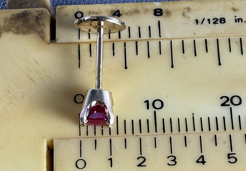 Ruby Stud Earring 14K Yellow Gold Natural 4 mm Single Round or Oval - Picture 8 of 9
