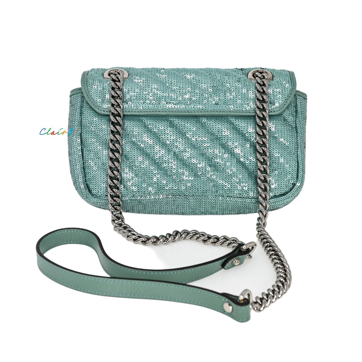 New Authentic Gucci 446744 GG Marmont Sequin Shoulder Bag | eBay
