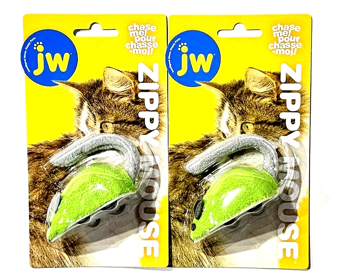 2 Pack JW Zippy Mouse Chase Cat Toy On Wheels Happy Pet 3 Inch