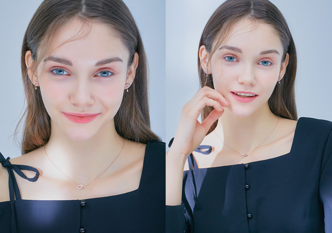J.Estina DOUBLE HEART Necklace JJLJNQ1BS308SR420 Silver 925