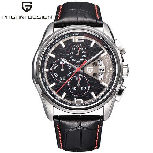 PAGANI DESIGN Mens Luxury Chronograph Military Watch Leather Band Quartz Watches - Picture 14 of 16