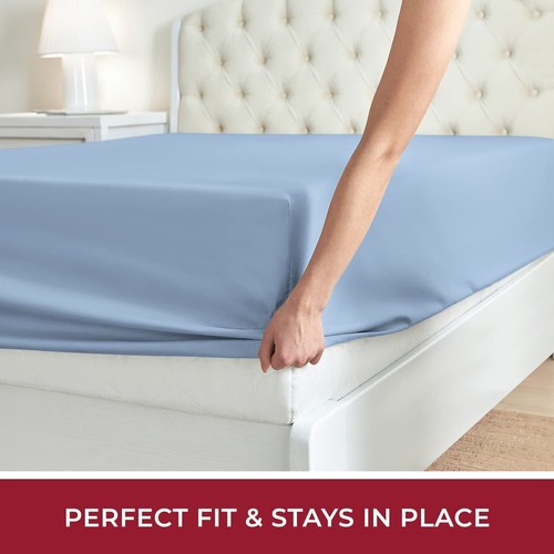 50cm Deep Wall Sheet Set 1000TC 100%Cotton Single/Double/Queen/King Solid Color - Picture 47 of 60