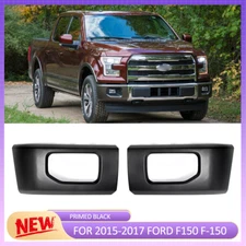 For 2015-2017 Ford F-150 F150 Primed Black Front Bumper Face Bar End Cover Pair