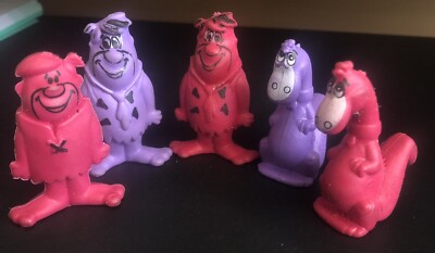 5 Fred Flintstone Barney Dino 1987 Fruity Pebbles Cereal Prize 2'' Eraser Toys