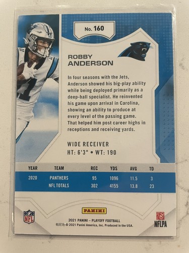 2021 Panini Playoff #160 Robbie Anderson No Huddle #d /10 SSP Panthers Parallel - Picture 2 of 2