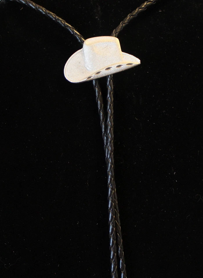 Bolo Tie Western Cowboy Wear Hat Rodeo Bolo Tie Silver made in USA  - Image 3 of 4