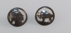 Vintage Earrings Signed EJC 97 Indian Head + Buffalo Pewter COIN — photo 1