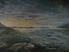 Robert Eid 1996 Oil on Fibreboard My Home is the Sea 50x70 cm M�-263