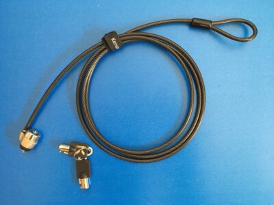 Kensington security cable with key, for notebook or other slotted equipment