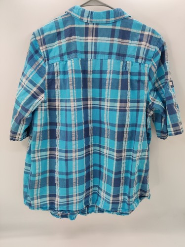 Camicia donna DONNA DENTRO a quadri con bottoni L 18/20 blu bianco maniche a linguetta a rotolo - Foto 2 di 9