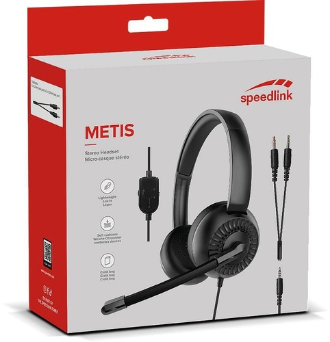 SPEEDLINK METIS Stereo Headset Kopfhörer Mikrofon 3,5mm Jack Y-Adapter Black - Bild 5 von 5