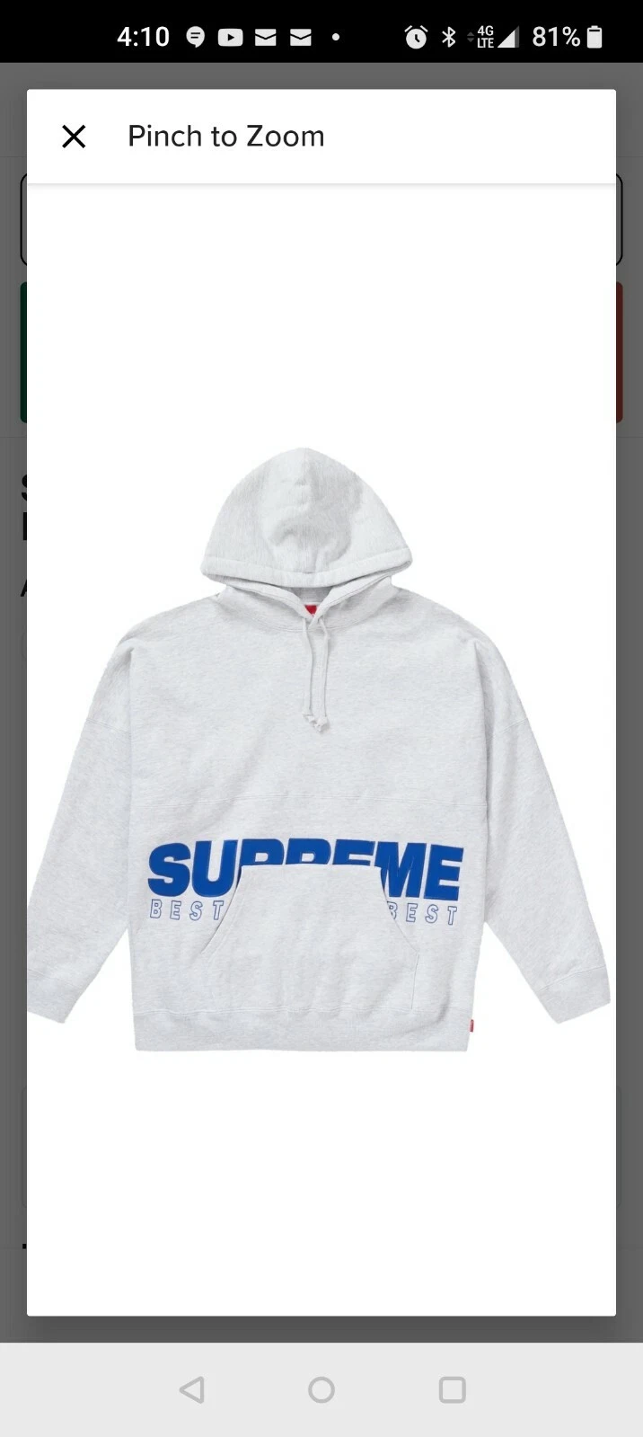 Sweat shirt à capuche logo Supreme Best of the Best sweat à capuche NEUF gris TAILLE XL
