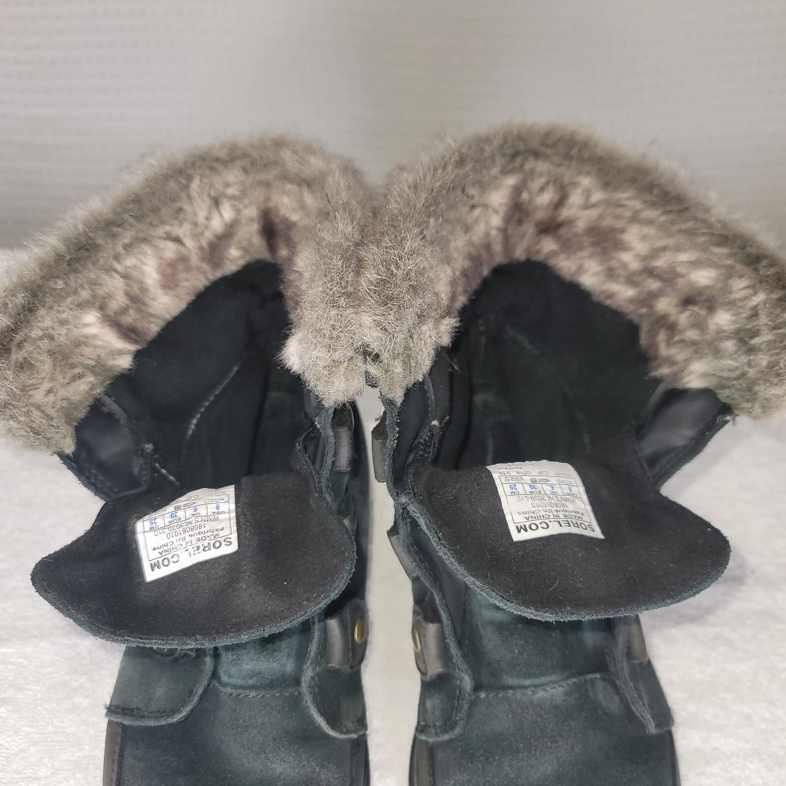 sorel waterproof insulated leather suede faux fur no laces boots