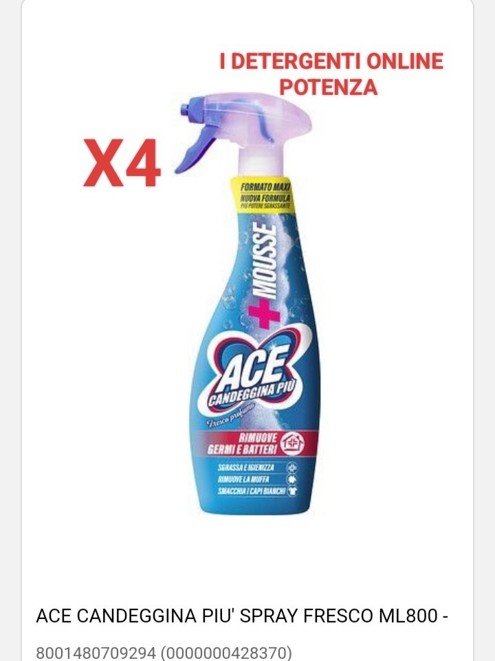 Ace Candeggina+ Fresco Profumo Spray 800ml PEZZI 4