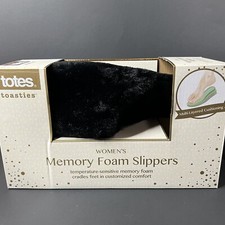 Totes Toasties Women  s Size XL 9-10 Black Faux Fur Memory Foam Slip On Slippers