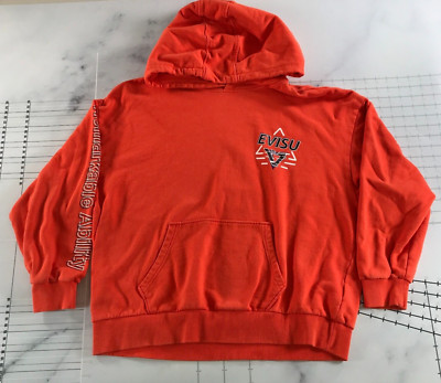 EVISU Hoodie Herren M Orange Grafik Laufen Figur Retro Works Sweatshirt