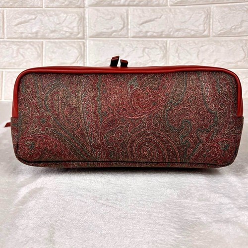 Authentic Etro tote hand bag paisly leather rare italy red brown women's Japan - Picture 5 of 10