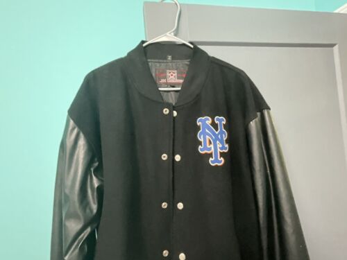 NEW YORK METS VINTAGE WOOL PVC/LEATHER BOMBER JACKET M JH DESIGNS - Picture 14 of 15