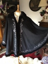 Dennis Basso Rare Longer Thick Black Cape Coat Poncho Plus Sizeuk/26/28/30 32/34