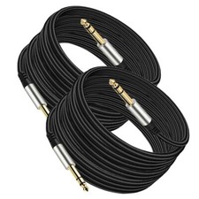 Pack of 2 TRS Instrument Cable 1/4 Inch Straight 6.35mm Male Jack Nylon Braid...