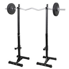 GYM Pair of Adjustable Rack Sturdy Steel Squat Barbell Free Bench Press Stands