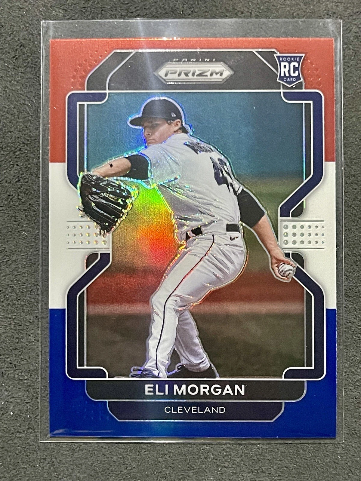2022 Panini Prizm Baseball #113 Eli Morgan - Red White & Blue Prizm Cleveland RC