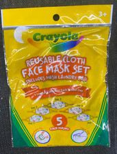 Crayola Reusable Cloth Face Mask Set of 5 Includes Mesh Laundry Bag