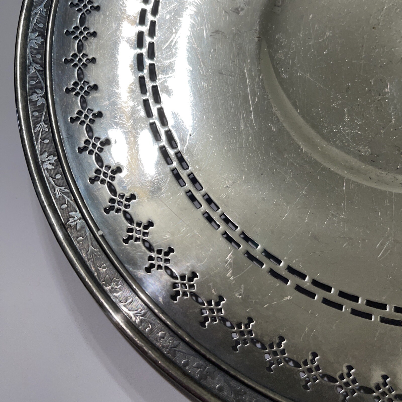 Derby S P Co International Serving Plate Ornate Etching Cutouts 6680 Lovely
