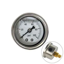 0-100psi White Fuel Pressure Regulator Gauge Liquid Filled 1/8" NPT