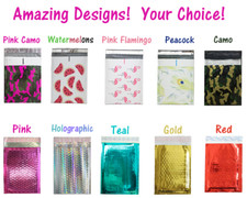 6x10 METALLIC BUBBLE MAILER, POLY BUBBLE Design Padded Shipping Bags, Pink,Teal