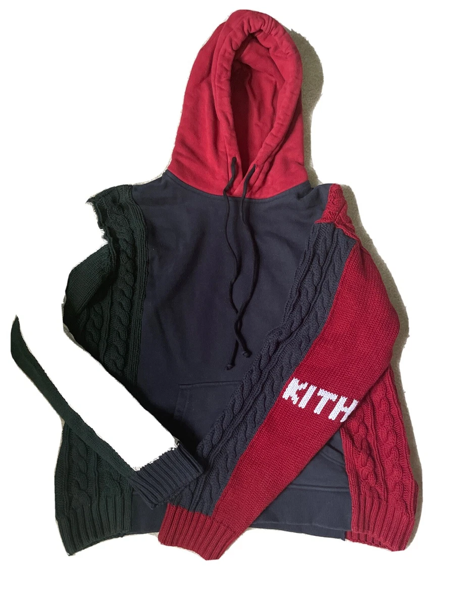 Kith Colorblock Adam Combo Knit Hoodie Pullover Navy/Multi Size L (fits S-M)