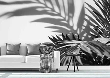 3D Monochrome Palm Wallpaper Wall Mural Removable Self-adhesive Sticker 913