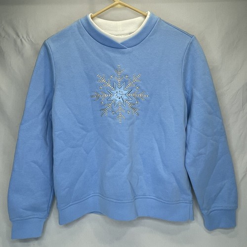 Blue Pullover Snowflake Sweatshirt Size 