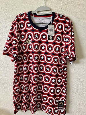 NWT Adidas Marvel MLS Soccer Jersey USA Captain America Size