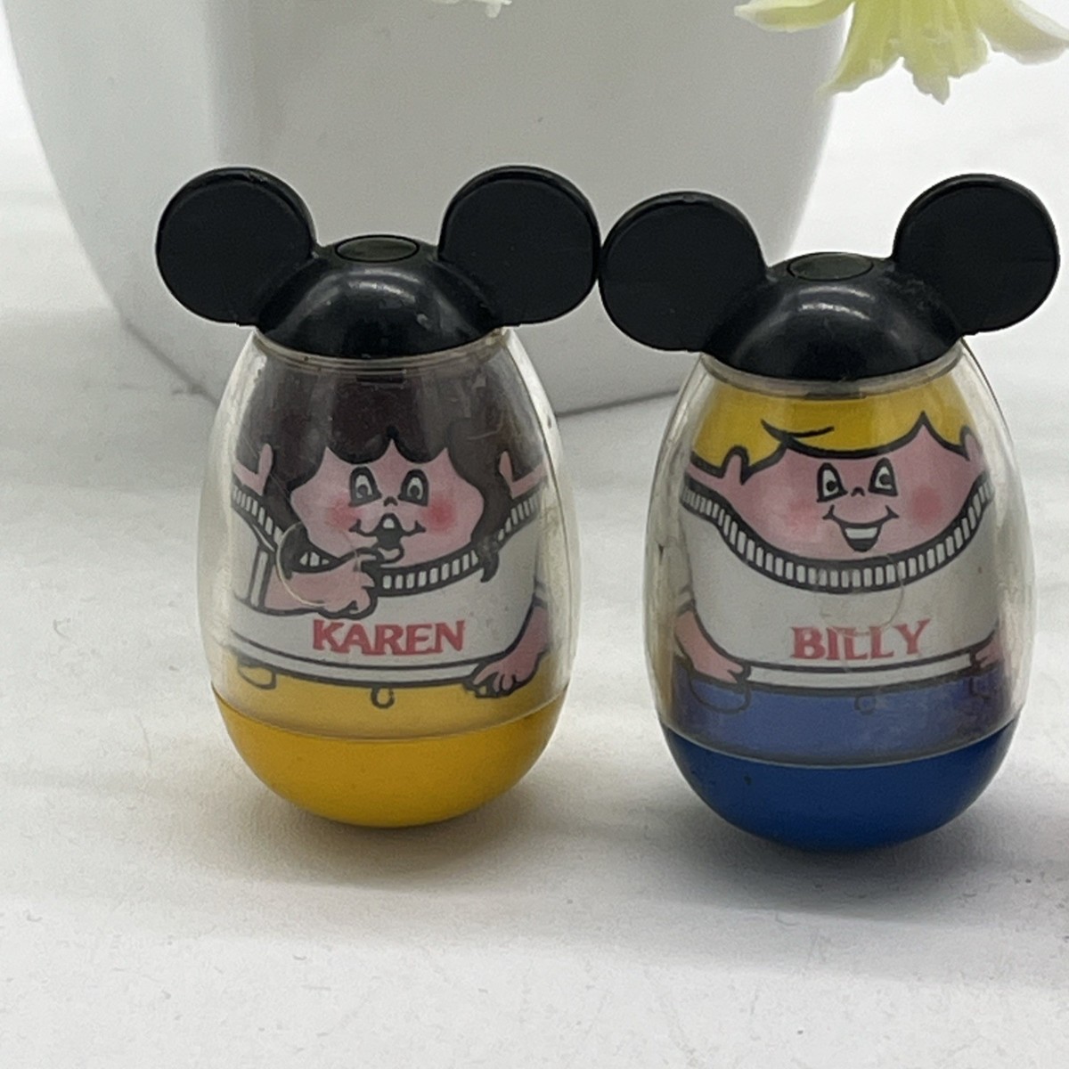 Vintage Lot 4 Disney Hasbro Weeble Wobbles Mickey Mouse Karen