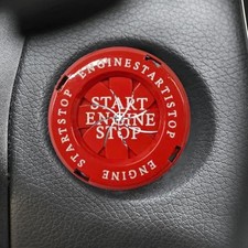 Rotary Push Start Button Cover, Stylish Metal Car Engine Start Stop Button Red