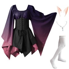 Women's Medieval Renaissance Costume Fairy Irish Victorian Gothic Dress Vinta...