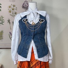Denim Button Up Vest Coastal Cowgirl Cottage Prairie Y2k Farmers Daughter S