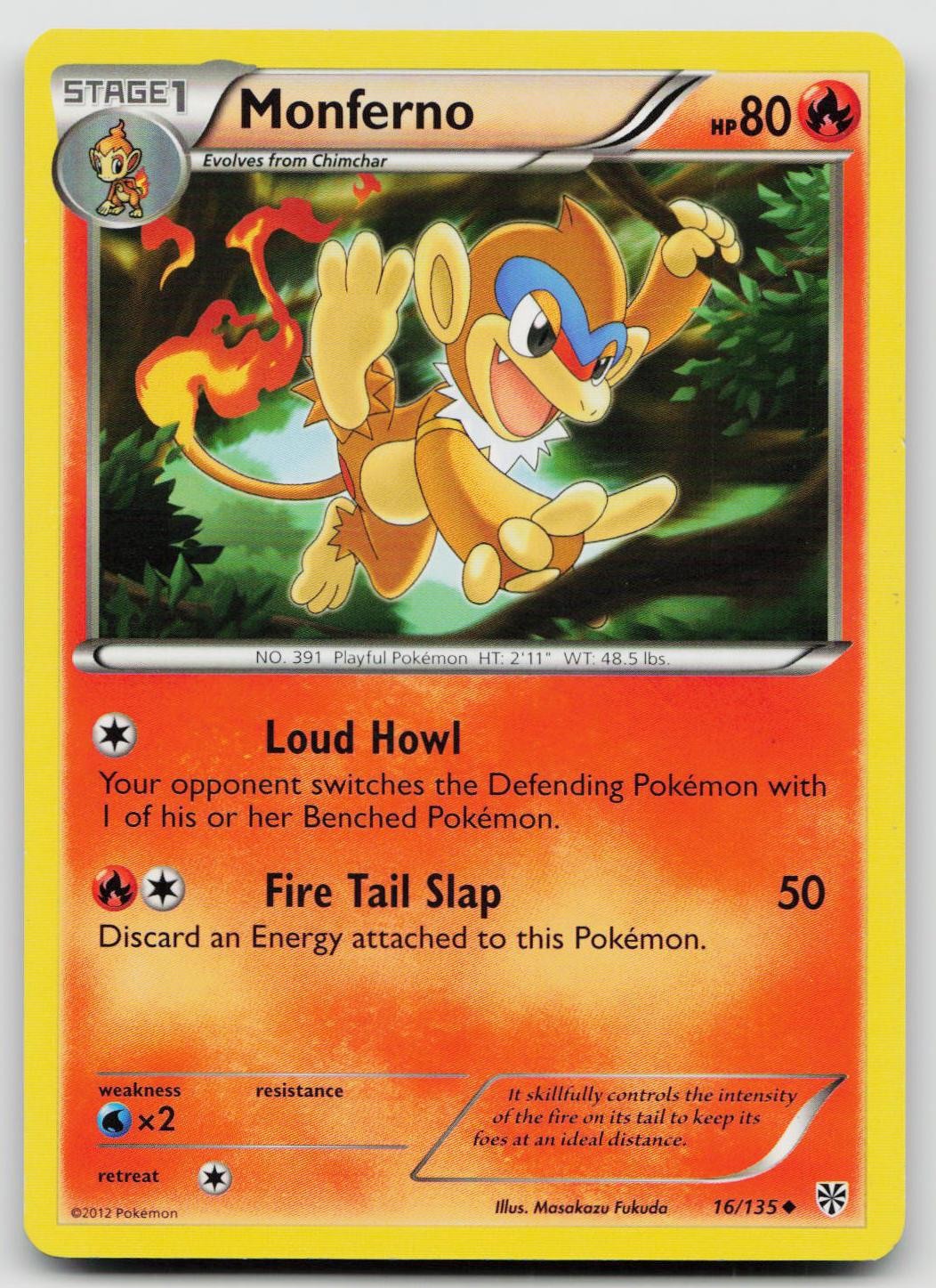 LP Monferno 16/135 Uncommon Plasma Storm Pokemon