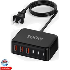 100W 6 in 1 USB Charger, 50 Smaller Charging Station for Multiple Devices ...