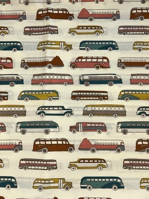 2 Yards Birch Organic Cotton Quilting Fabric Trans Pacific Retro Mod Cars Buses
