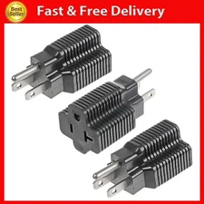 3 Pack NEMA 5-15P to 5-15/20R Adapter, 15 Amp Male to 20 Amp Female Plug Outlet,