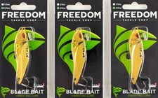 (LOT OF 3) FREEDOM TACKLE BLADE BAIT VIBRATING LURE 3/4OZ CHRM GLD #66024 CM2278
