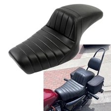 Driver Rider Passenger Leather 2-Up Seat for Harley Sportster XL 883 1200 48 72