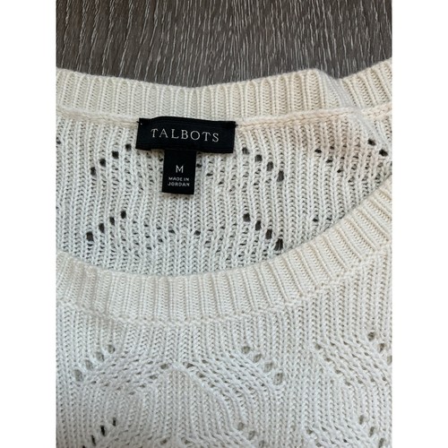 Talbot's Navy Cream Striped Nautical Gold Button Sweater Medium - Picture 3 of 9