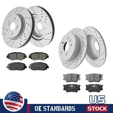 FWD For 2018 - 2024 Toyota Camry Front Rear Disc Rotors Ceramic Brake Pads