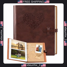 Leather Photo Album 4x6 200 Pocket Scrapbook with Writing Space