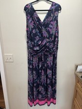 Eliza J Fleur-de-lis Criss Cross Bodice Mock Waist Maxi Dress 20W Boho