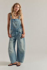 We The Free Good Luck Barrel Overalls Kismet Boho Denim New